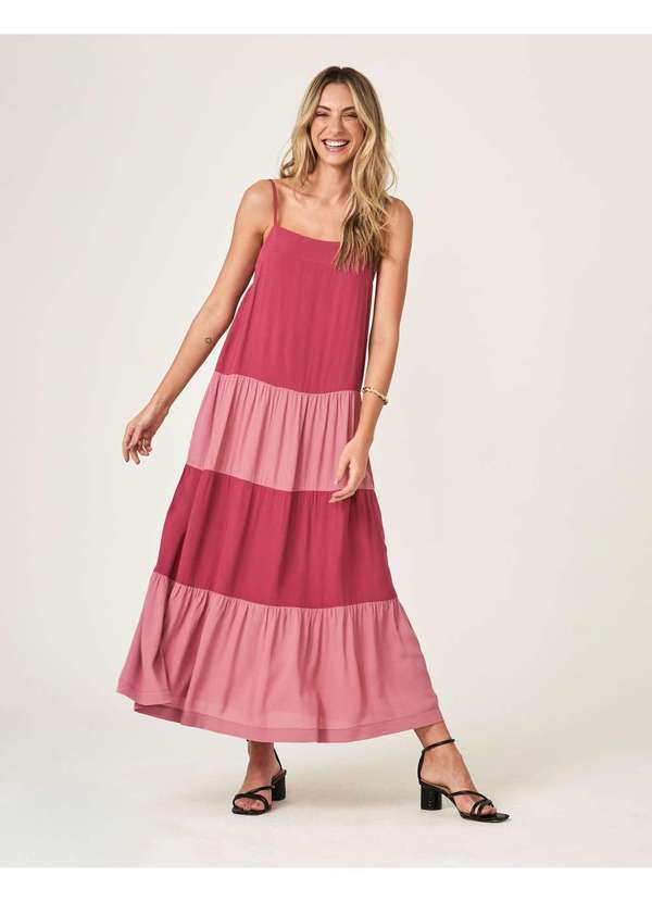 Zinzane - Vestido Zinzane Feminino Amplo Bicolor Rosa