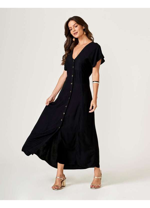 Zinzane Vestido Zinzane Feminino Analu New Longo Preto