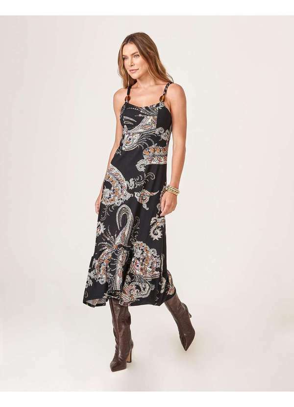Zinzane - Vestido Zinzane Feminino Beatrice Midi Preto