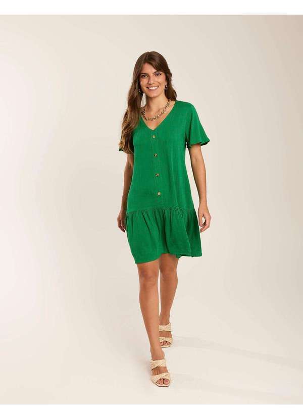 Zinzane - Vestido Zinzane Feminino Curto Botoes Marias - Verde Bandeira Verde