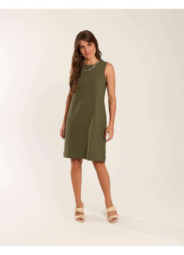 Zinzane - Vestido Zinzane Feminino Curto Decote Canoa - Verde Oliva Verde