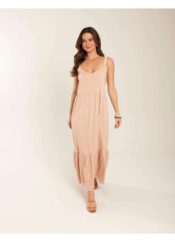 Zinzane - Vestido Zinzane Feminino Detalhe Alca - Chino Bege