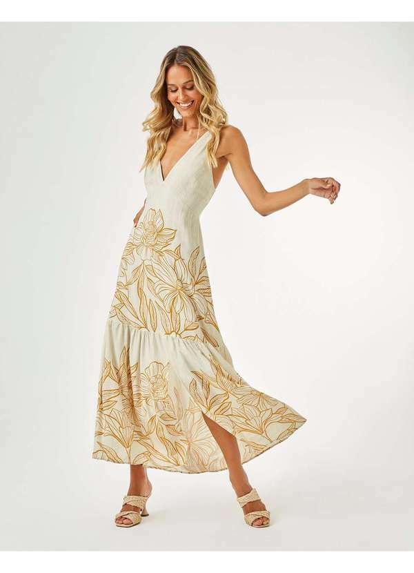 Zinzane - Vestido Zinzane Feminino Kris New Longo - Areia Bege