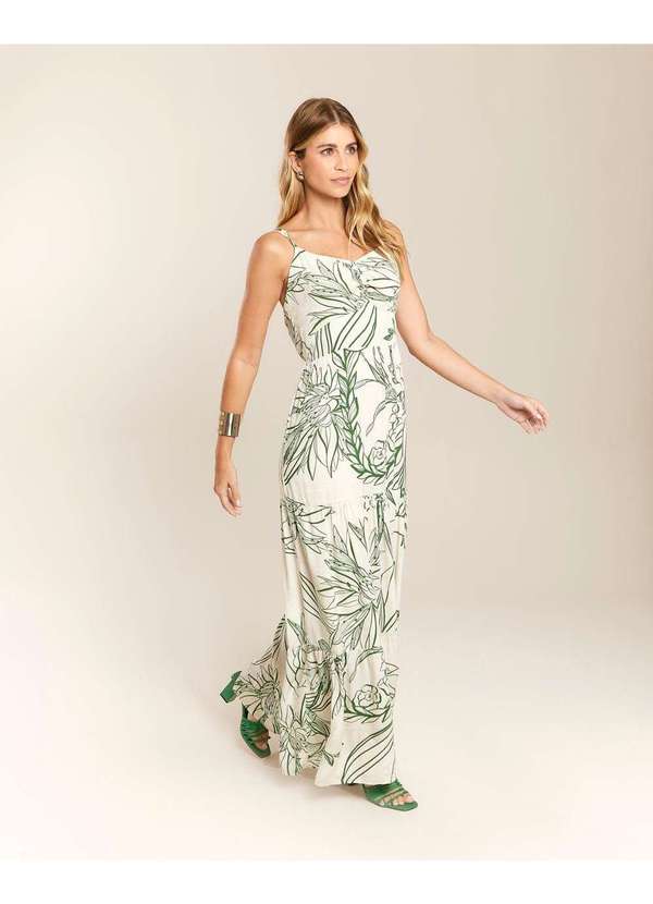Zinzane - Vestido Zinzane Feminino Longo Estampado Gretha - Off White Branco