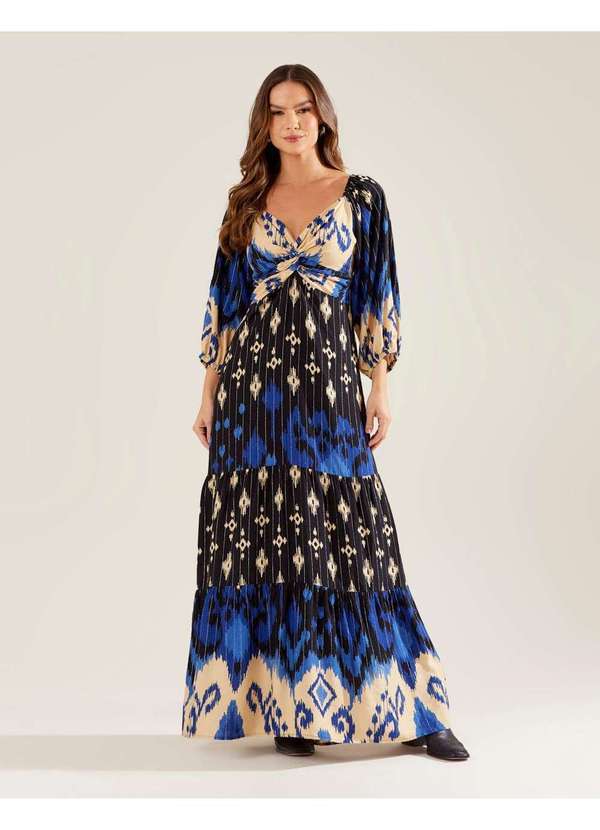 Zinzane - Vestido Zinzane Feminino Longo Estampado Holly - Azul Marinho Azul