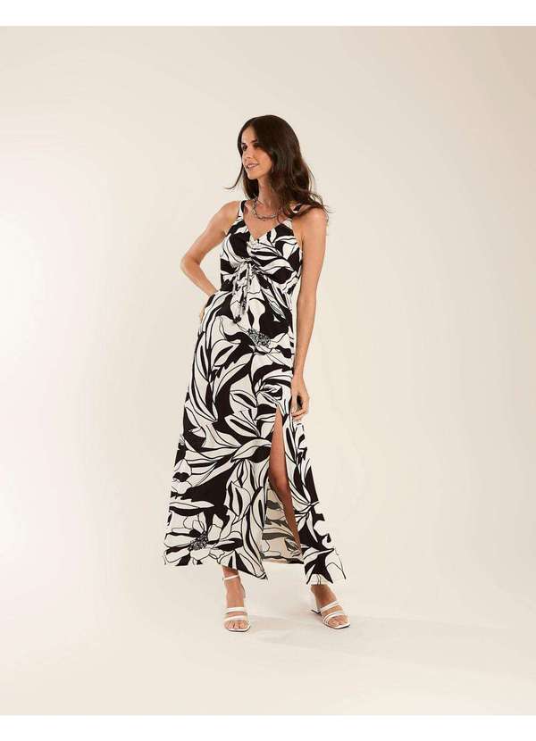 Vestido Zinzane Feminino Longo Estampado Miucha Preto Preto