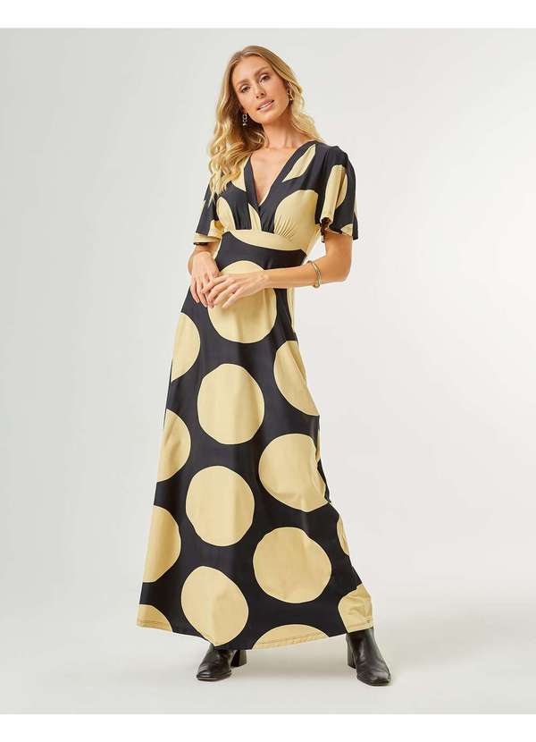 Zinzane - Vestido Zinzane Feminino Poa Gabi Longo Preto