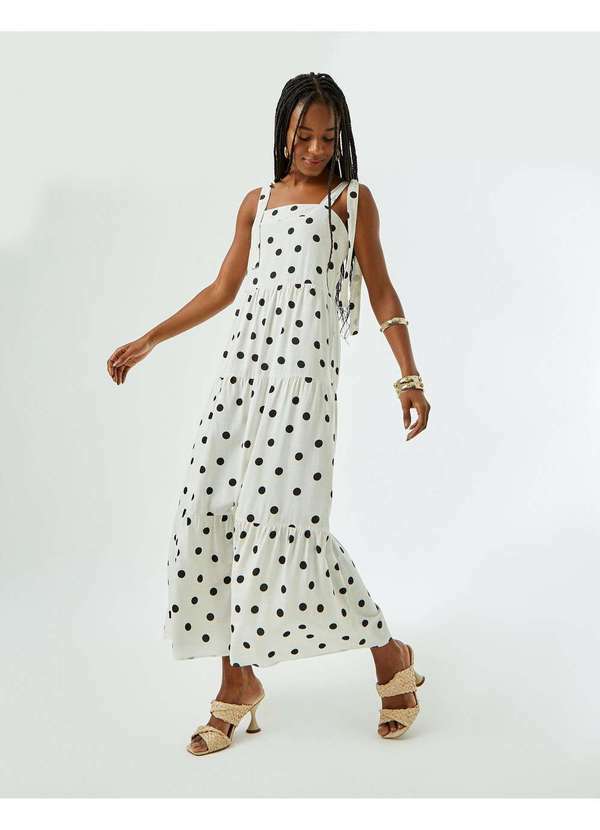 Zinzane - Vestido Zinzane Feminino Poa Linen Marias - Off White Branco