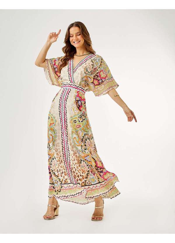 Zinzane - Vestido Zinzane Feminino Vanessa Decote Traspassado Long - Rosa Rosa