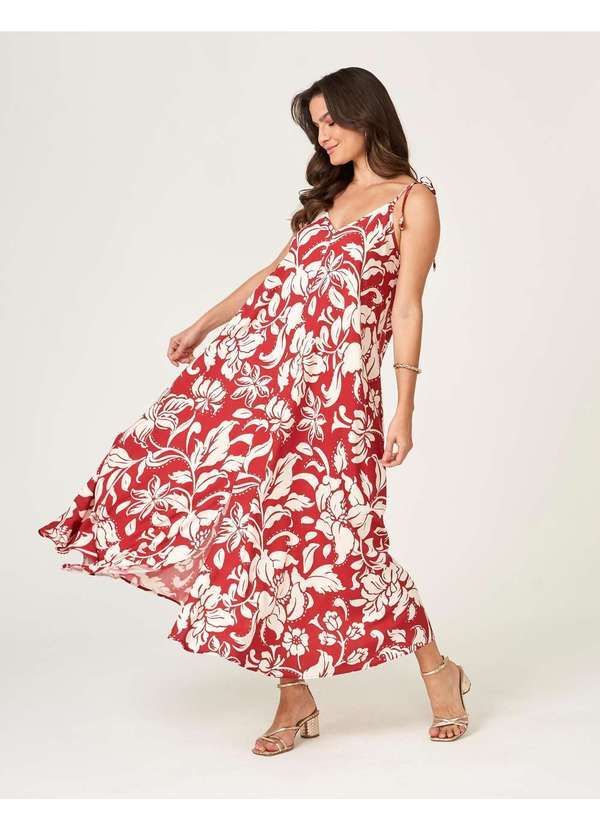 Zinzane - Vestido Zinzane Feminino Zendaya Fenda Longo Vermelho