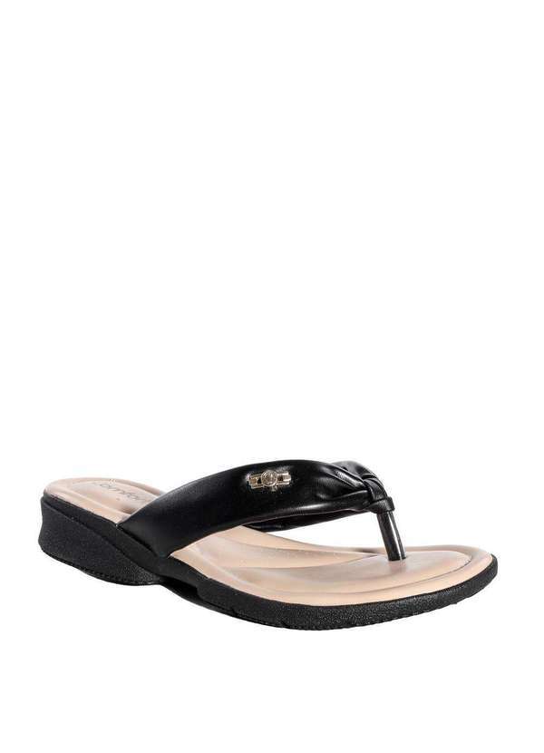 Comfortflex - Tamanco Feminino Comfortflex Tira Puff Preto Preto