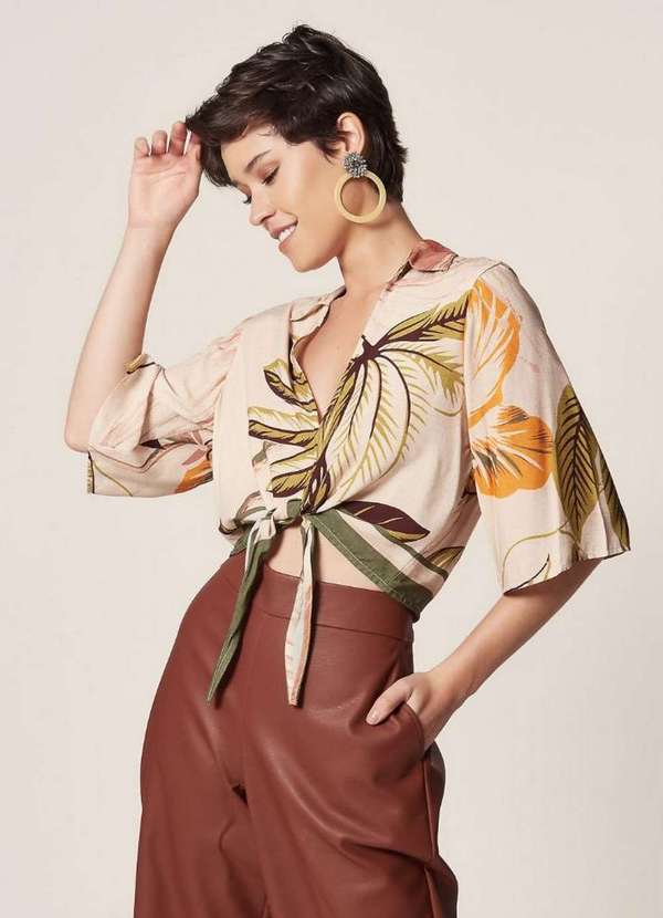 Mob - Blusa M/C Estampa Bird Of Paradise Estampado