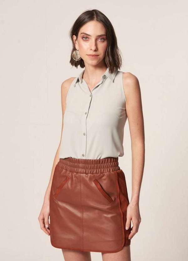 Mob - Camisa Chiffon Costas Alongada Verde