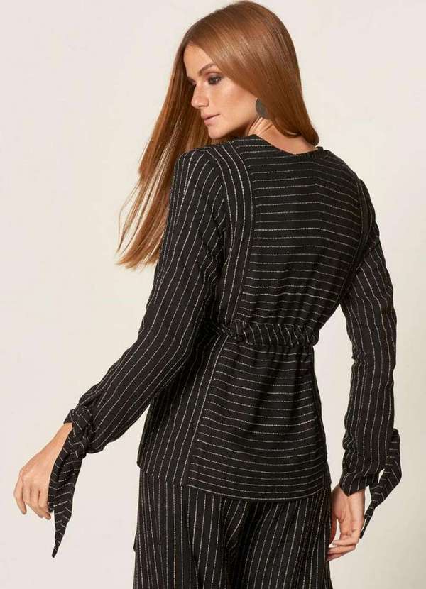 Mob - Casaco Crepe com Faixa Preto 2