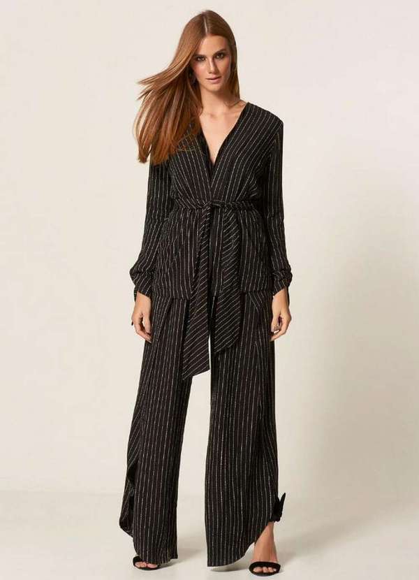 Mob - Casaco Crepe com Faixa Preto 6