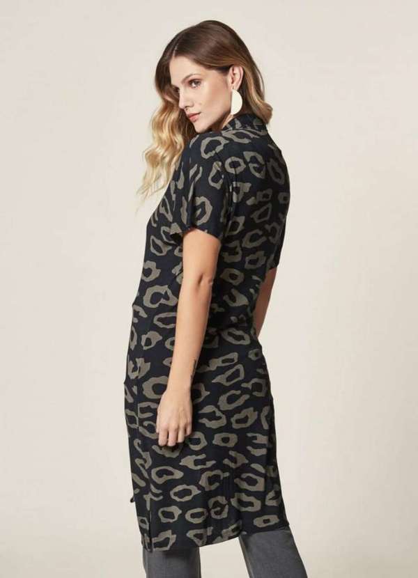 Mob - Vestido Malha Estampa Jaguar Botões Estampado 2