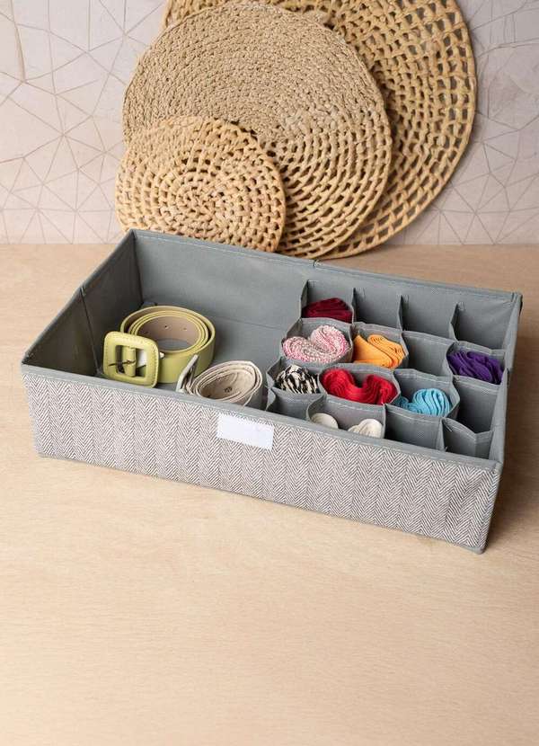 Lamis - Caixa Organizadora Dobravel 17 Divisorias Cinza