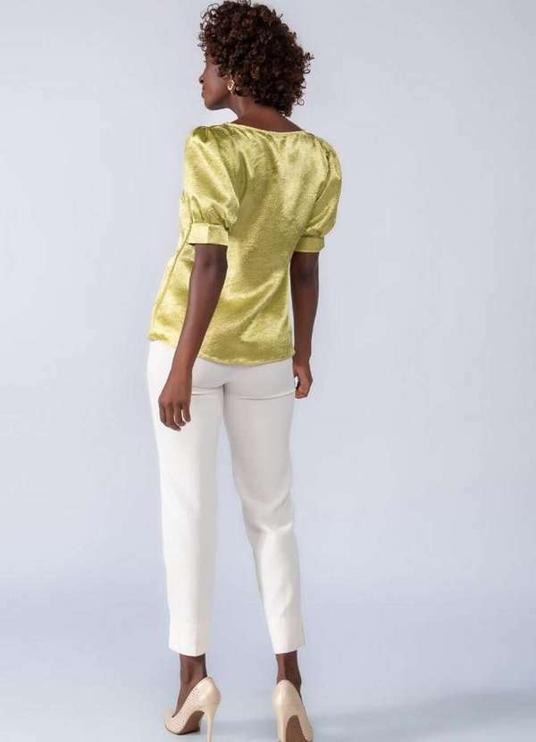 Lamis - Blusa Acetinada Decote Quadrado Verde 4