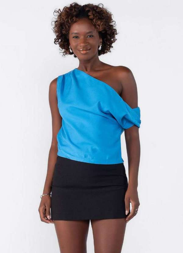 Lamis - Blusa Alfaiataria Assimetrica Azul