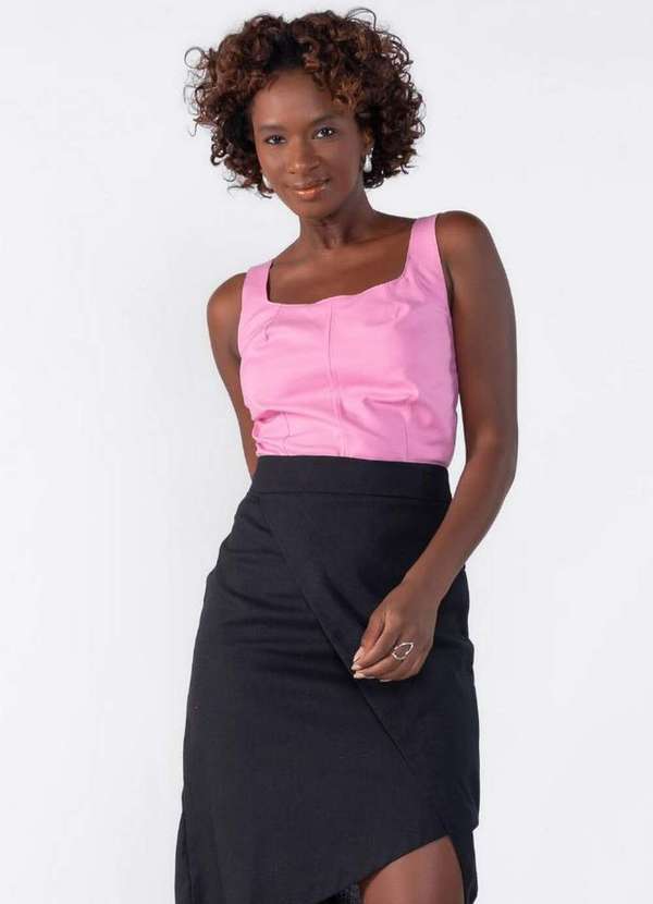 Lamis - Blusa Alfaiataria com Ziper Rosa