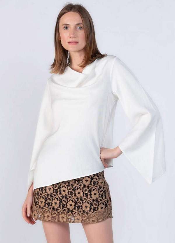 Lamis - Blusa Assimetrica Gola Drapeada Branco 2
