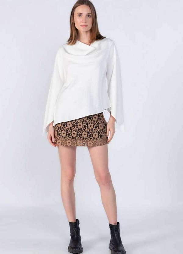 Lamis - Blusa Assimetrica Gola Drapeada Branco 3