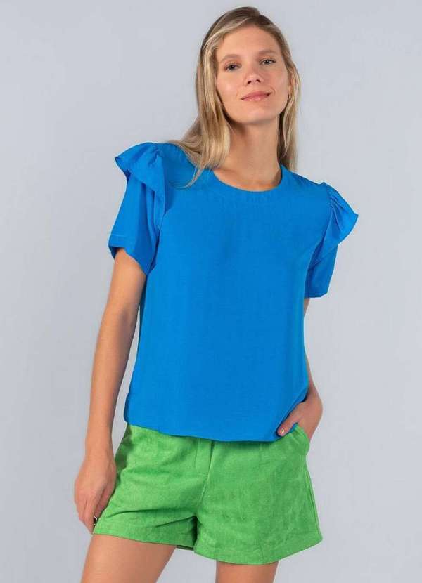 Lamis - Blusa Babado Manga Azul 2