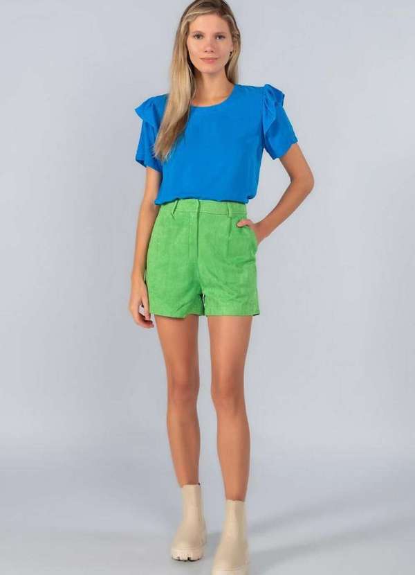 Lamis - Blusa Babado Manga Azul 4