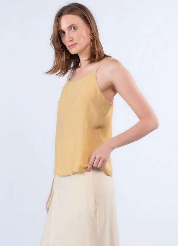 Lamis - Blusa Basica Alca Fina Caqui