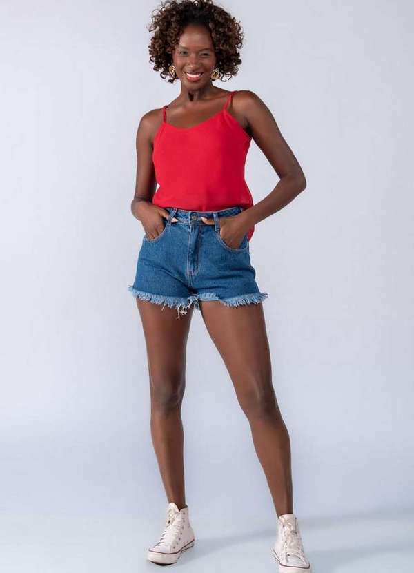 Lamis - Blusa Basica Alcinha Leve Transparencia Vermelho