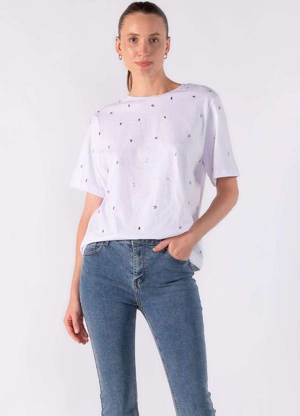 Lamis - Blusa Basica com Apliques Branco 2