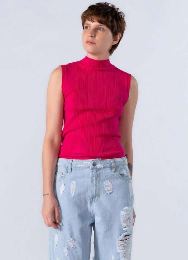 Lamis - Blusa Basica em Viscose Pink 2