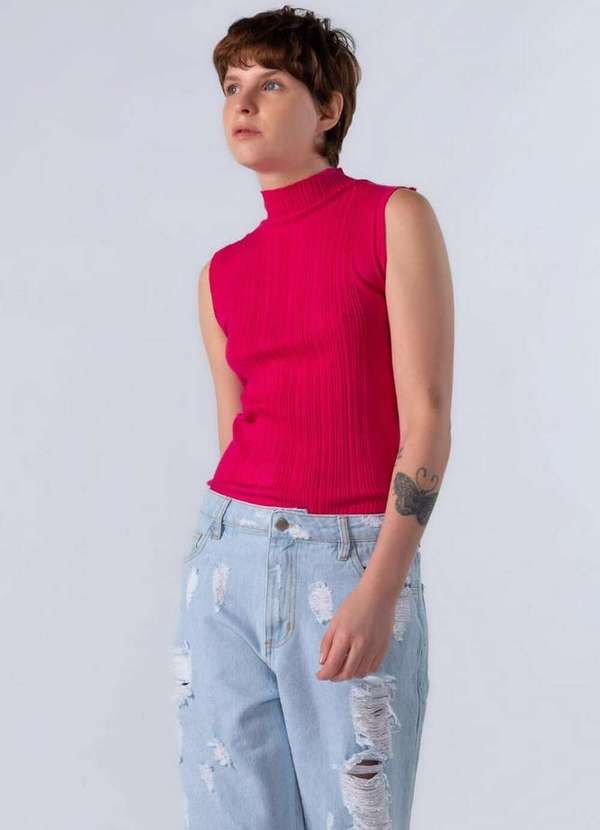 Lamis - Blusa Basica em Viscose Pink 3