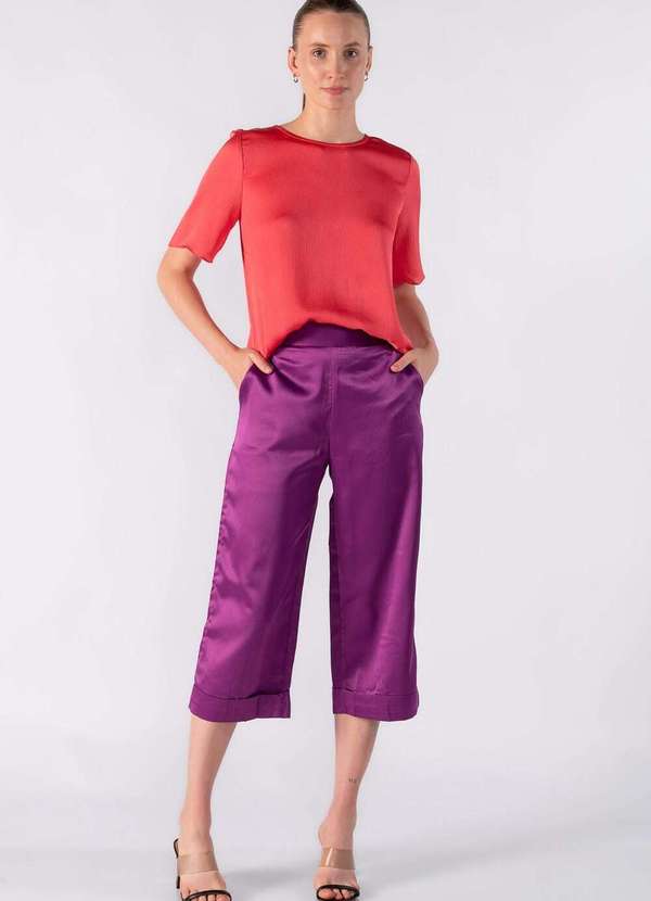 Lamis - Blusa Bata em Crepe Actinado Meia Manga Goiaba