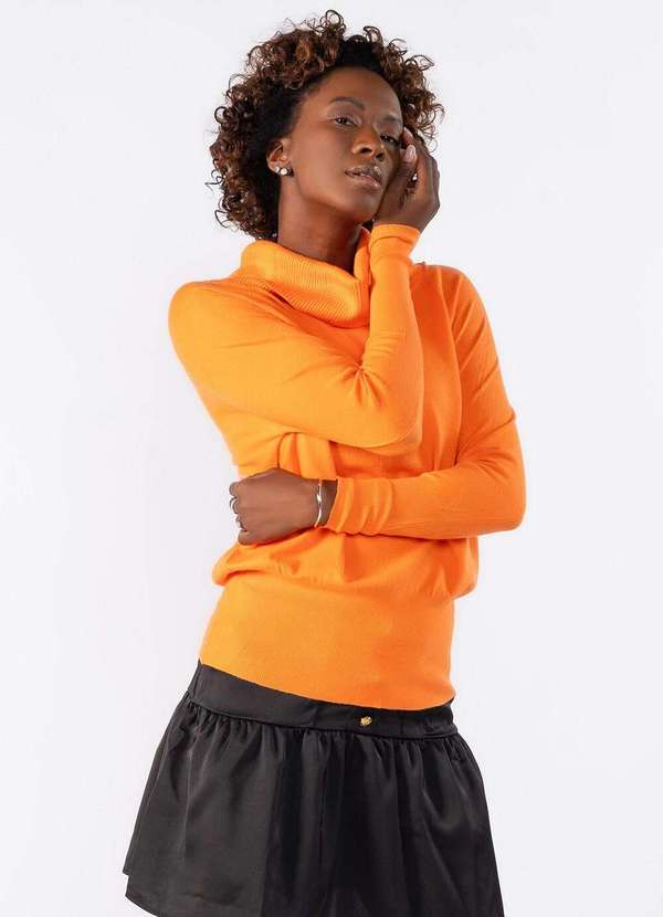 Lamis - Blusa Cacharrel Detalhe Canelado Laranja