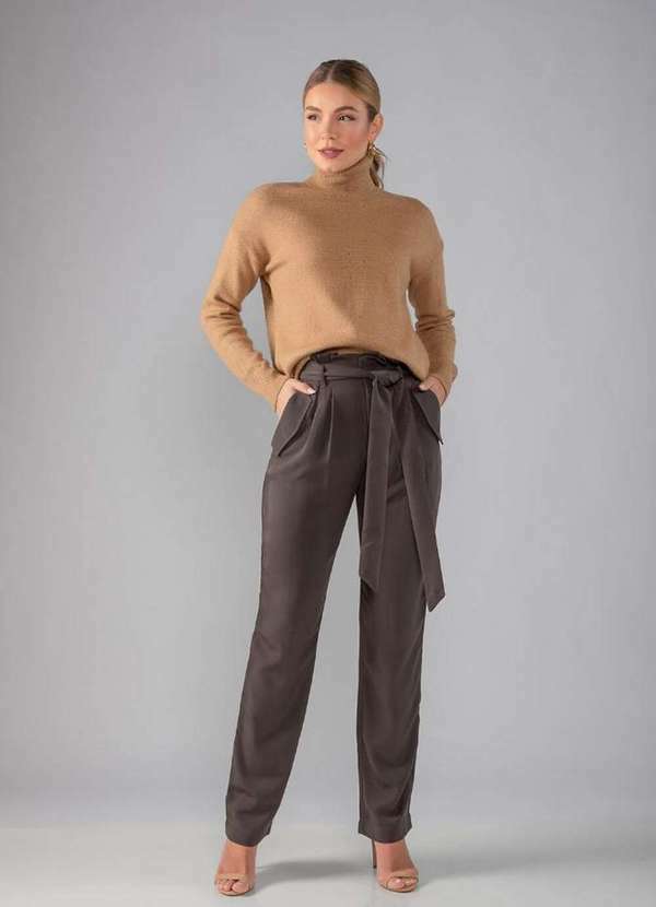 Lamis - Blusa Cacharrel em Lurex Detalhe Frontal Caramelo