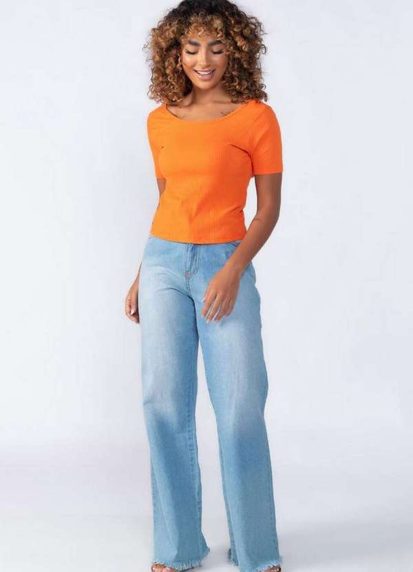 Lamis - Blusa Canelada Detalhe Costas Laranja 2