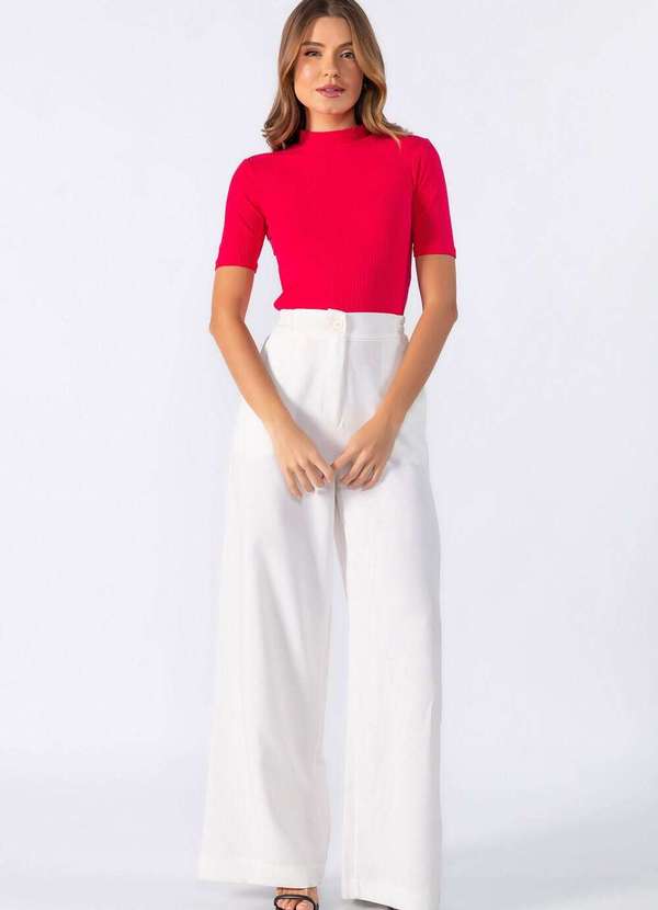 Lamis - Blusa Canelada Gola Alta Pink 2