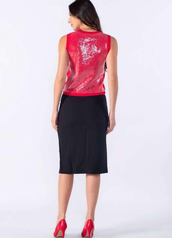 Lamis - Blusa Colete Tricot Paete Vermelho 4