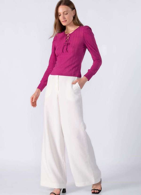 Lamis - Blusa com Amarracao no Decote Rosa Fucsia 2