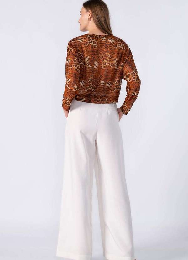 Lamis - Blusa com Cordao Regulavel na Cintura Marrom 4