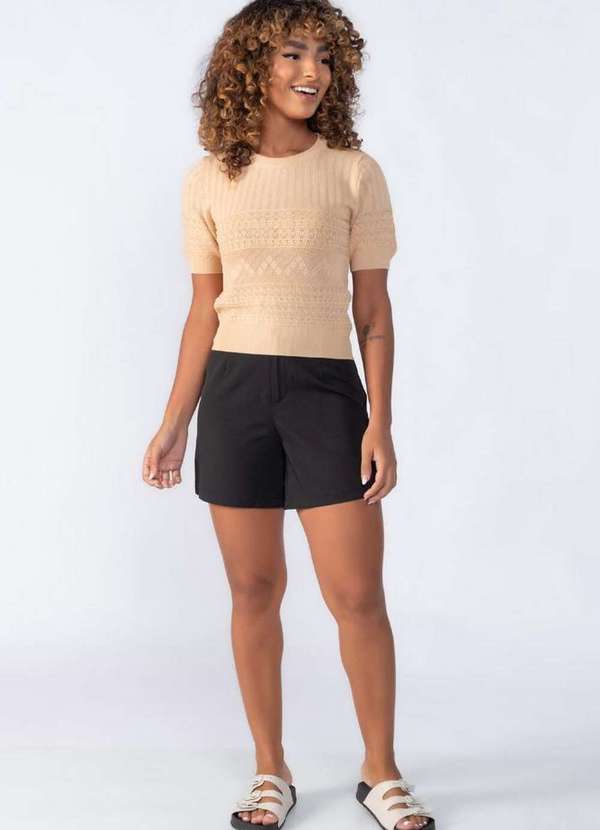 Lamis - Blusa com Detalhe Texturizado Caqui