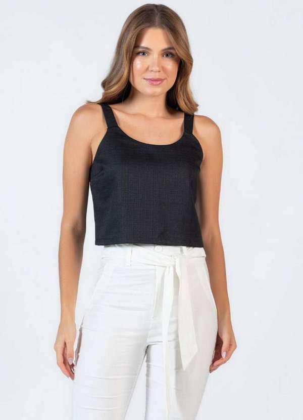 Lamis - Blusa Cropped Amplo Basico Preto 2