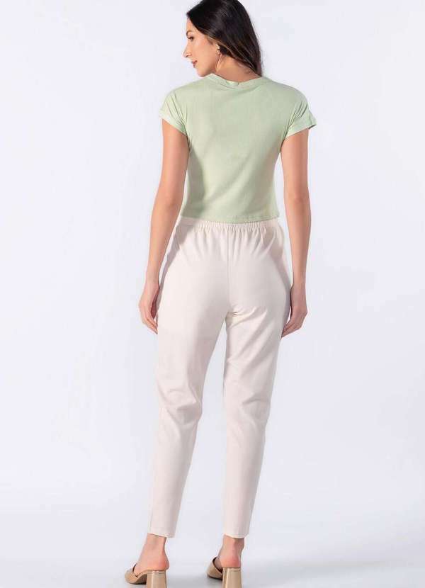 Lamis - Blusa Cropped Basica Canelada Verde Claro 4