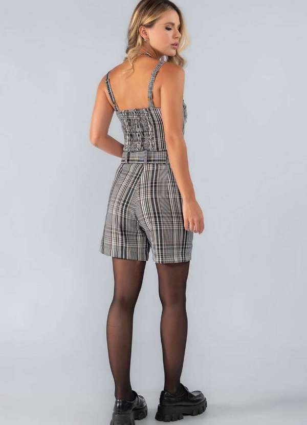 Lamis - Blusa Cropped Bustier Listrado Costas em Lastex Preto 4