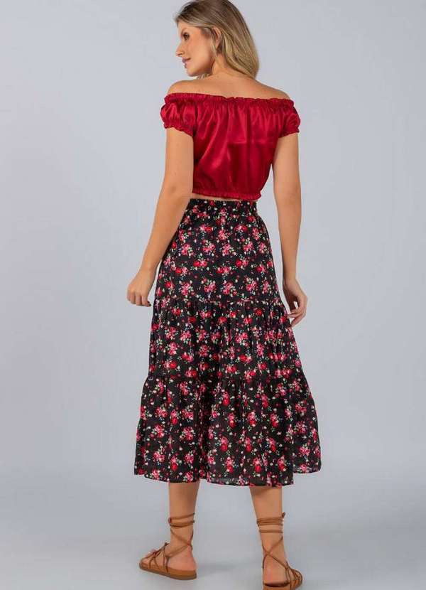 Lamis - Blusa Cropped Cetim Ciganinha Vinho 4