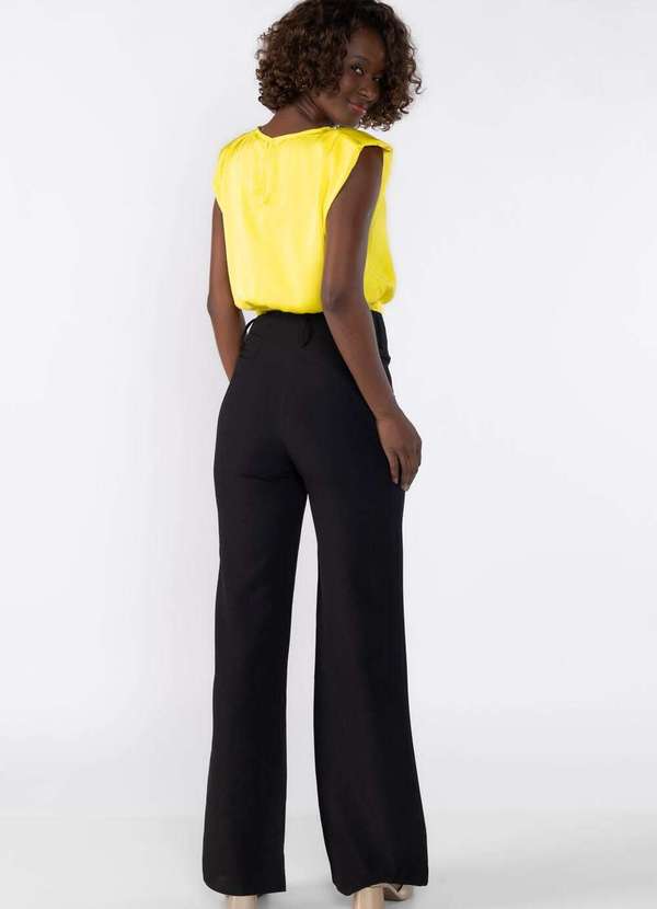 Lamis - Blusa Cropped com Ombreiras e Elastico na Barra Amarelo 4