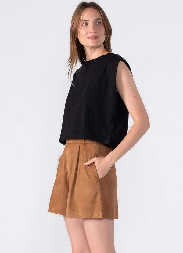 Lamis - Blusa Cropped Muscle Tee Preto 3