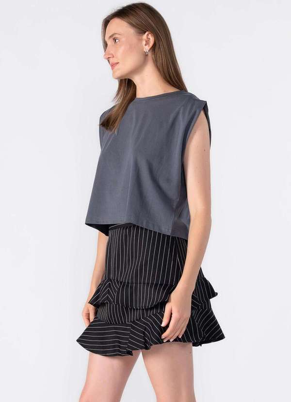 Lamis - Blusa Cropped Muscle Tee Cinza 3