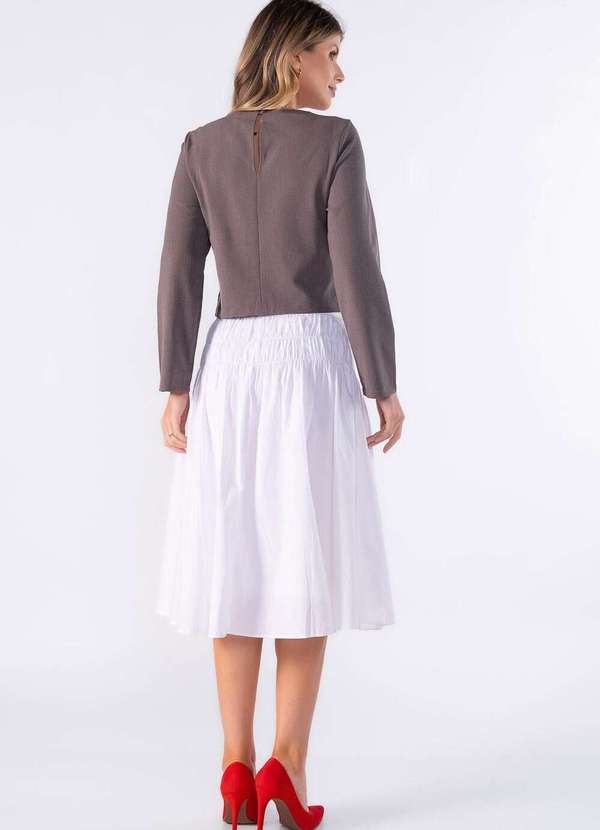 Lamis - Blusa Curta com Botao Forrado Marrom 4